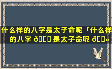 什么样的八字是太子命呢「什么样的八字 🐎 是太子命呢 🌻 女生」